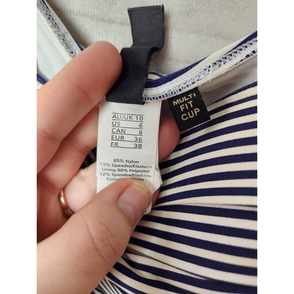 Nip Tuck Womens One Piece Swimsuit Blue White Stripe Lined Multi Fit Cup 6 - Picture 6 of 6